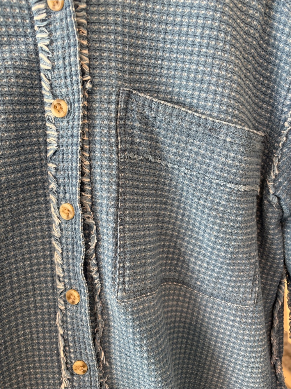 We the free beach bonfire shirt Light Blue Waffle-Textured Long-Sleeve Shirt - Picture 5 of 11